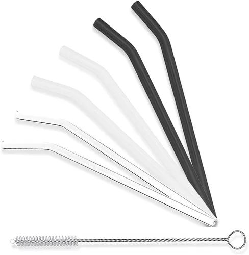 Vista 12 de 25 popotes de plástico reutilizables. Sin BPA, pajitas transparentes de 9 pulgadas de largo para tarros de masón, vaso Yeti, cepillo de limpieza