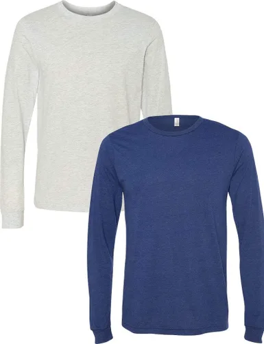 Vista 31 de Canvas Filmore 3501 - Camiseta de 4.2 onzas para hombre manga larga (1) Ceniza + (1) Jaspeado atlético