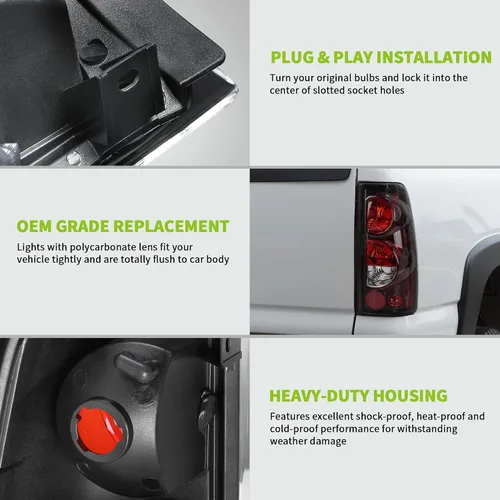 Vista 7 de DWVO Conjunto de luces traseras para faros delanteros compatibles con Chevy Silverado 1500/2500HD 2003-2006, Silverado 2500 2003-2004, Silverado