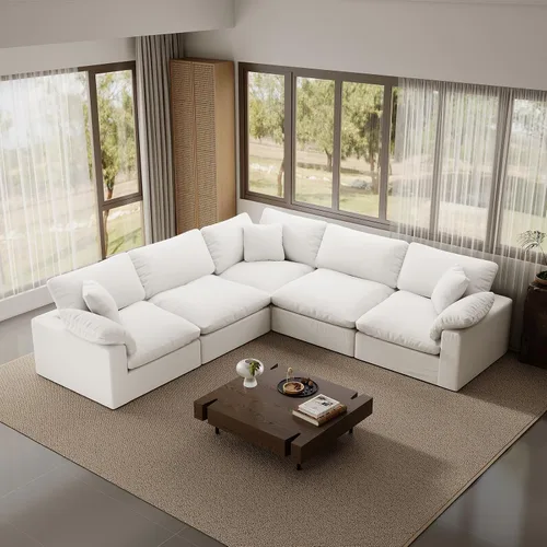 Vista 57 de Sofá modular modular con asiento profundo extra cómodo, sofás modernos negros para sala de estar, apartamento, oficina, espacio pequeño