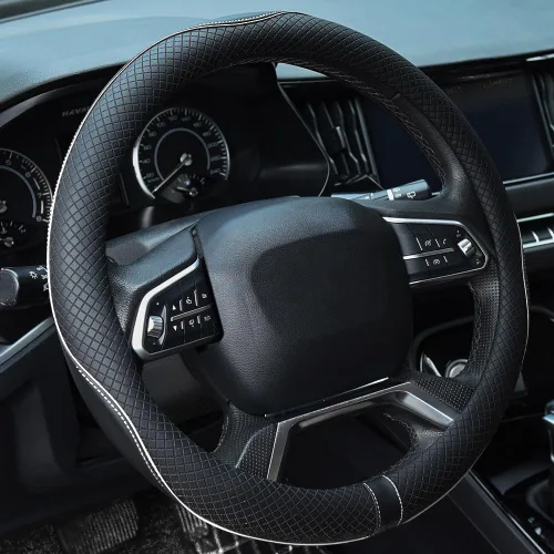 Vista 11 de Rueesh - Funda universal para volante (piel de microfibra, para 14.5-15 pulgadas) Funda antideslizante para volante de automóvil para mujeres