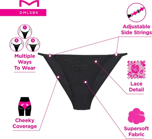 Vista 4 de Maidenform Ropa interior de bikini con cordón ajustable para mujer, bragas invisibles, correas multidirección, paquete de 3