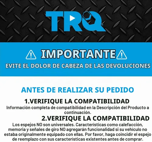 Vista 3 de TRQ Espejo plegable con calefacción eléctrica del lado del conductor con indicador de punto ciego pintura a juego negro liso compatible con Kia