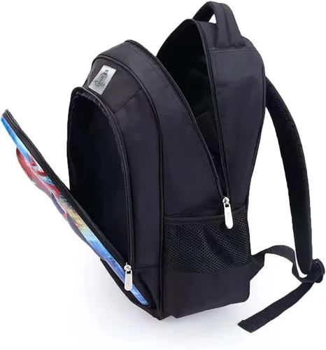 Vista 3 de Mujoben Sonicc Mochila de poliéster de gran capacidad con diseño de dibujos animados y mochila impermeable, Negro-2, Caricatura