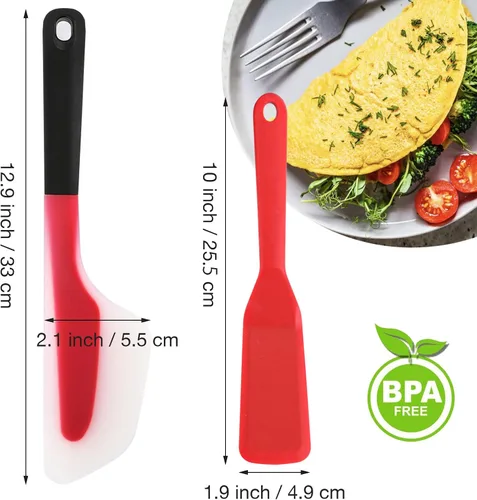 Vista 6 de Webake Juego de espátulas de tortilla de silicona, grandes y pequeñas, resistentes al calor, antiadherentes, aptas para lavavajillas