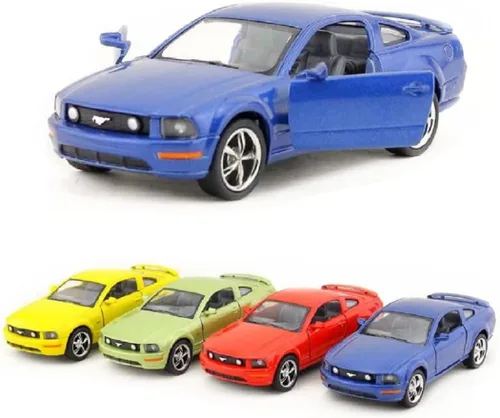 Vista 7 de KiNSMART - Ford Mustang GT 2006 escala 1:38 de 5 pulgadas, modelo de coche de juguete de metal fundido a presión (4 juegos de carrera)