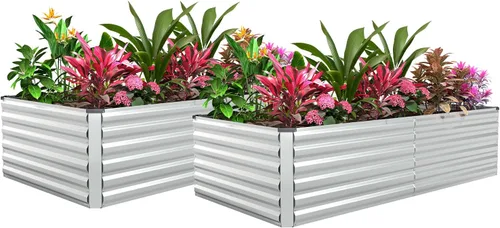 Vista 11 de Cama de jardín elevada con enrejado de arco para plantas trepadoras, cama de jardín elevada galvanizada, jardineras al aire libre para verduras