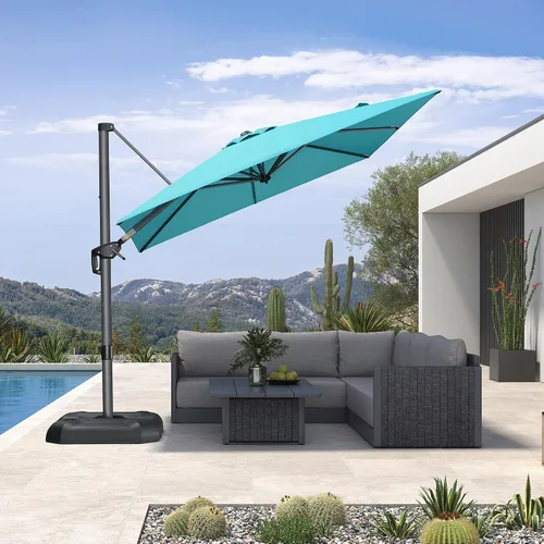 Vista 112 de PURPLE LEAF Sombrilla de patio de 8 pies para exteriores, sombrilla voladiza cuadrada de aluminio con rotación de 360 grados para jardín, terraza