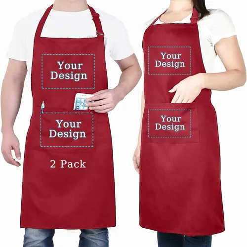 Vista 16 de BeautyWill Delantal personalizado personalizado para hombres y mujeres, delantal de cocina personalizado con bolsillos, nombre, texto, logotipo