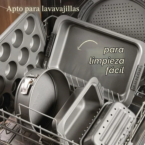 Vista 5 de Anolon Advanced 54715 - Juego de 2 moldes antiadherentes para hornear, color gris con agarres de silicona