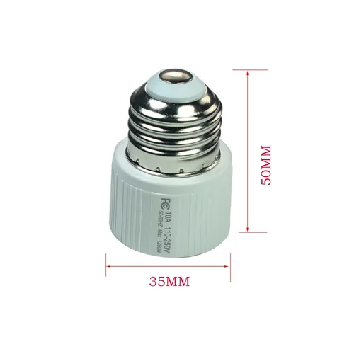 Vista 5 de Adaptador de toma de corriente de bombilla, E26/E27 de 3 clavijas polarizadas de rosca a enchufe convertidor para porche, patio, garaje, blanco