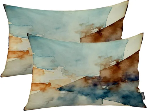 Vista 75 de Shrahala Juego de 2 fundas de almohada de mandala de color beige para exteriores, cuadradas, mandala, para interiores, de lino resistente al agua