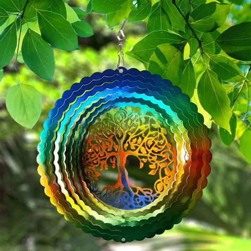 Vista 3 de FONMY - Molinillo de viento de acero inoxidable, regalo para decoración de jardín, interiores y exteriores, manualidades, adornos de 6 pulgadas Mds02