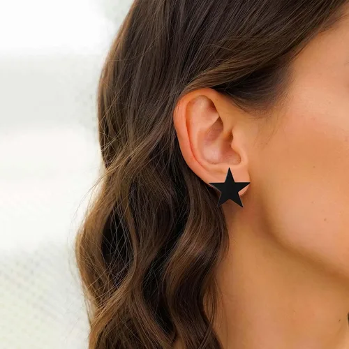 Vista 3 de Aretes de clip para mujer, aretes sin perforar, aretes de estrella, hipoalergénicos, ligeros, de acero inoxidable, geométricos