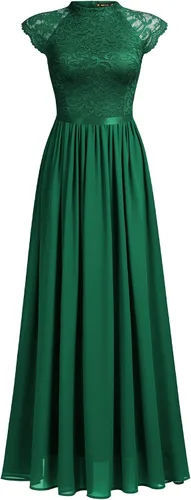 Vista 5 de Miusol Vestido largo formal sin mangas de encaje floral para dama de honor para mujer
