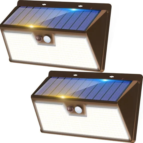 Vista 15 de Luces solares para exteriores, paquete de 1 unidad, 140 LED/3 modos de sensor de movimiento, luces para exteriores, alimentadas por energía solar