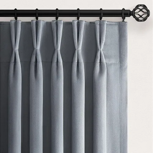 Vista 13 de Cortinas opacas de terciopelo gris pardo de 96 pulgadas de largo, para sala de estar y dormitorio, modernas, elegantes y de lujo, bloqueo de luz