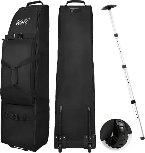 Vista 8 de WOLT Bolsa de viaje de golf con sistema de soporte antiimpacto, funda de viaje de golf acolchada suave para líneas aéreas, tela Oxford resistente