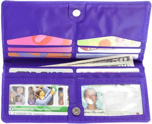 Vista 4 de Big Skinny Billetera ejecutiva para mujer con pliegue doble para chequera, hasta 40 tarjetas