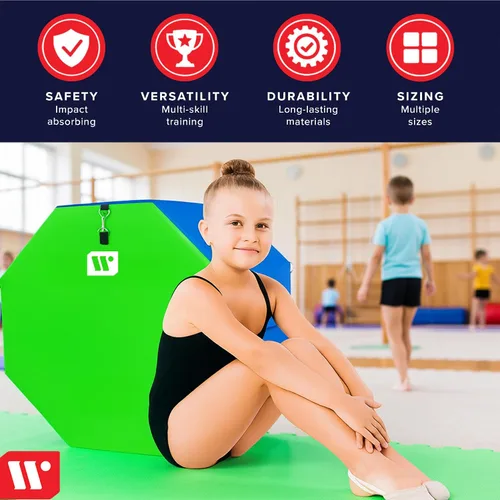 Vista 6 de We Sell Mats - Alfombrilla de gimnasia octogonal con forma de destreza, para volteretas, saltos y puente, entrenador para gimnasia, porrismo y artes