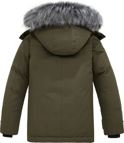 Vista 2 de Wantdo Abrigo de invierno cálido impermeable para niños chaqueta acolchada gruesa y acolchada parka con capucha