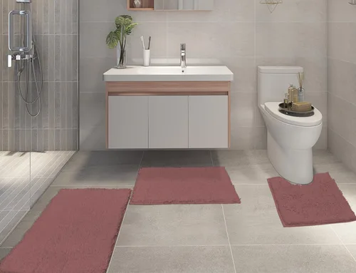 Vista 2 de Juego de alfombras de baño de 3 piezas, tapetes de baño para baño antideslizantes, alfombras de baño de felpilla gruesa, suaves y absorbentes, juego