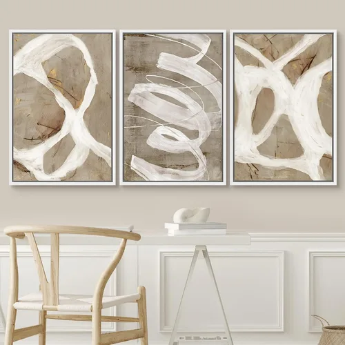 Vista 523 de SIGNWIN Lienzo enmarcado para pared, juego de arte pastel con cadena montañosa, bosque, niebla, naturaleza silvestre, ilustraciones modernas, arte