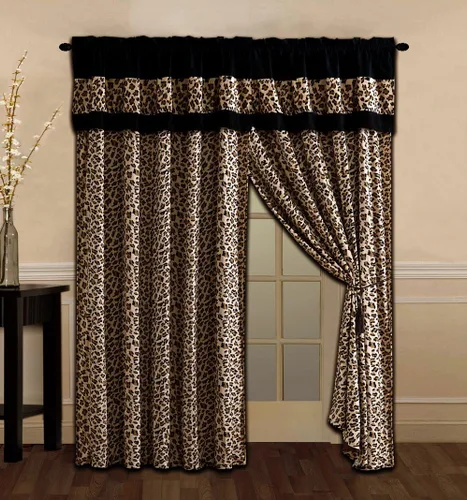 Vista 2 de Masterplay - Juego de edredón de microfibra con estampado de leopardo, color negro y marrón