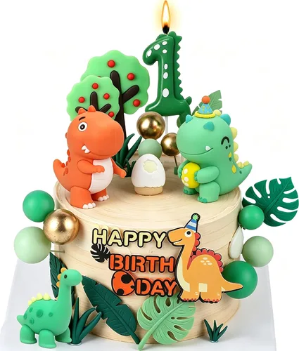 Vista 10 de 26Pcs Dinosaur Cake Topper Dinosaur Birthday Cake Decorations Reusable Dinosaur for All Ages