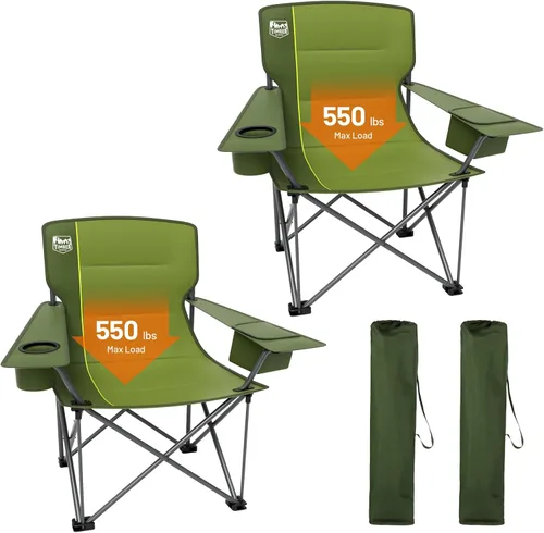 Vista 21 de Timber Ridge Silla de campamento acolchada para 3 personas con portavasos y bolsillos, sillas de campamento plegables para exteriores, capacidad