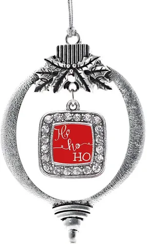 Vista 196 de Inspired Silver - Adorno con dije de reina de rodillo - Adornos navideños cuadrados de plata con joyas de circonita cúbica