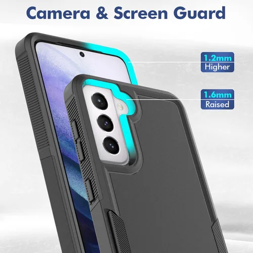 Vista 5 de Funda para Samsung Galaxy S21: funda protectora de doble capa resistente para teléfono celular, a prueba de golpes, con protector de pantalla