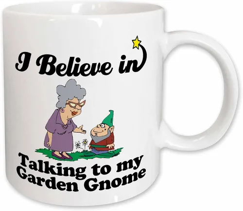 Vista 12 de 3dRose I Believe In Talking To Garden Gnomo - Tazas (taza_105583_9)
