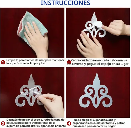 Vista 5 de Zonon 32 calcomanías acrílicas de espejo para pared, calcomanías de decoración del hogar, espejo plateado, decoración de pared para sala de estar