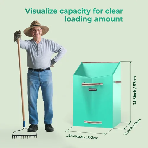 Vista 2 de Leaf Collector & Reusable Yard Waste Bag, 40 Gallon Dustpan-Type Collapsible, Portable, Adjustable Handle, Garden Lawn Clean Up, Leaf Collector