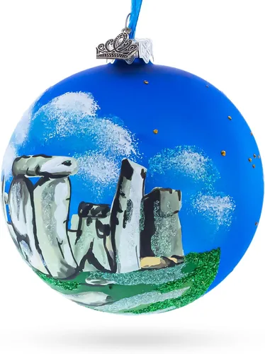 Vista 3 de Stonehenge, Reino Unido Bola de Vidrio Adorno de Navidad 4 Pulgadas