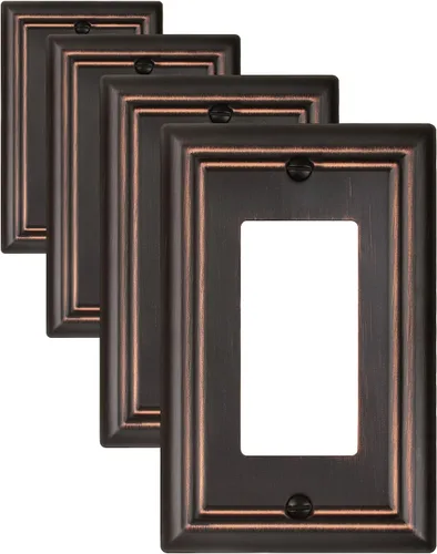 Vista 18 de Juego de 1 placa de pared de metal, bronce envejecido Midsize 1 Toggle 1 Decorator Combo Wall Plate for GFCI Outlets, Light Switches, Ideal for