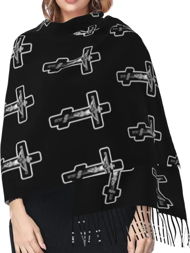 Vista 4 de Bufandas de borla suave y cálida bufanda de pashmina, chales grandes y envolturas de otoño, bufandas ligeras para mujer.