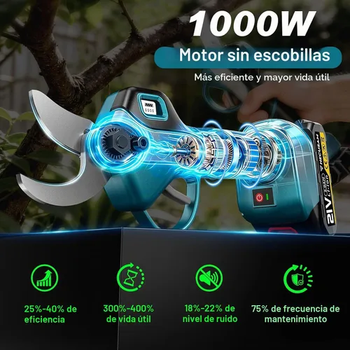 Vista 3 de Tijeras de podar eléctricas de poste 2 en 1, diámetro de apertura de 1.9 Azul
