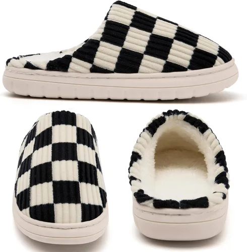 Vista 2 de Jaeynow Pantuflas mullidas para mujer en interiores, zapatos de casa unisex de espuma viscoelástica para hombre, zapatos de invierno cálidos