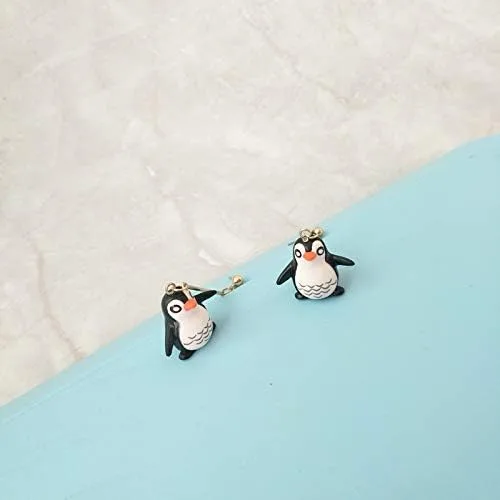 Vista 3 de Lindos pingüinos de leones marinos largos pendientes colgantes de resina animal marino marino para mujer joyería-pingüino, Metal Resina, No es una