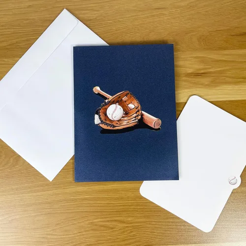 Vista 6 de Tarjeta emergente 3D de jugador de béisbol, arte de papel y artesanía, tarjeta de felicitación, cumpleaños, aniversario, Navidad, tarjeta del día
