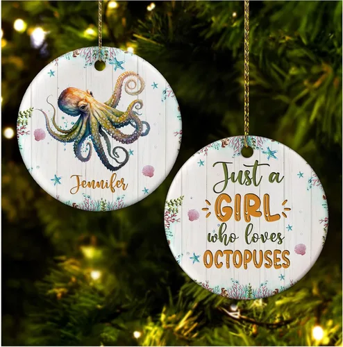 Vista 11 de Hyturtle Adorno de Navidad personalizado para los amantes de los ajolotes – Just A Girl Who Loves Axolotls Adorno de cerámica con nombre