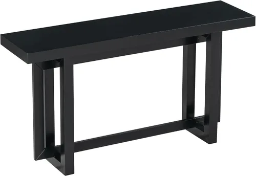 Vista 5 de Mesa consola de sofá de 59 pulgadas de largo, mesa de pasillo de madera dura, sin cajones de almacenamiento, mesa de entrada negra moderna, mesa