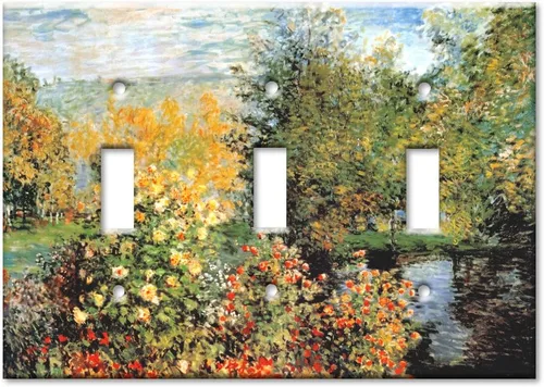 Vista 17 de Art Plates - Cubierta de placa de interruptor en blanco de dos bandas - Monet: Stiller Winkel - (Hecho en EE. UU.)