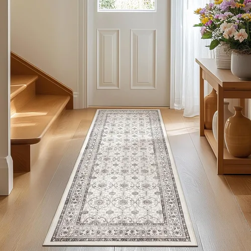 Vista 17 de jinchan Fiora - Alfombra lavable de área pequeña, alfombra de entrada floral de medio círculo de 2 x 3, tapete de media luna de pelo bajo, suave