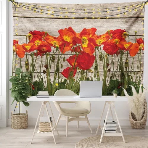 Vista 19 de Ambesonne Tapiz de hongos, atmósfera psicodélica, escena astral estrellada con motivos orientales trippy, decoración de tela para colgar en la pared