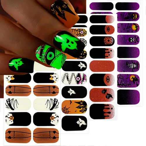 Vista 12 de 8 hojas de tiras de uñas de gel de color sólido, calcomanías autoadhesivas para uñas de los pies, exquisitas calcomanías de envoltura completa