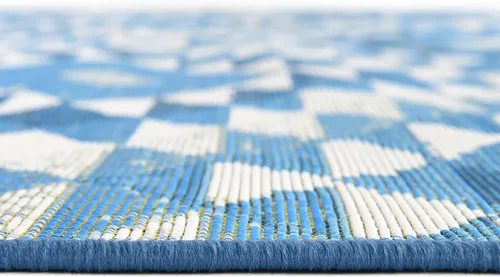 Vista 4 de Unique Loom Outdoor Southwestern Collection - Alfombra de área - Fethiye (2' x 3' 1", rectangular, azul/azul claro)