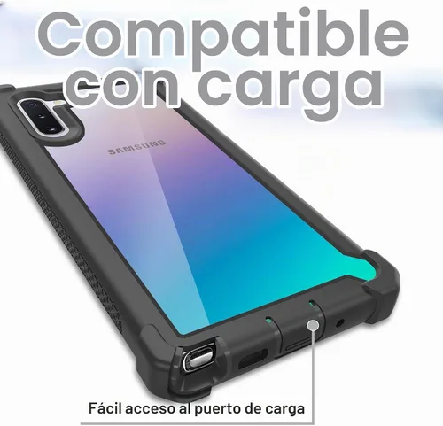 Vista 4 de Funda para Samsung Galaxy Note 10 con protector de pantalla, cuerpo completo, híbrido, de doble capa, a prueba de golpes, acrílico, funda trasera